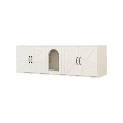 Cesicia White 59.05"L X 17.71"W X 18.89"H Modern Wooden Cat Box Furniture With Double Room, Giving Cats The Greatest Privacy Space -BlueBuffalo Sales Store GUEST 7d67317c 9754 49c6 b2b0 c63eb7211c55
