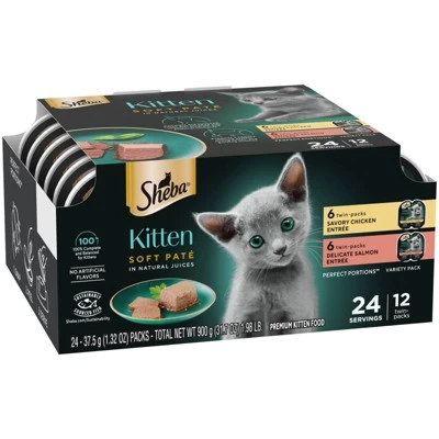 Sheba Kitten Soft Pate Perfect Portions Wet Cat Food With Salmon & Chicken Flavor - 31.7oz/12ct 6 Sheba Kitten Soft Pate Perfect Portions Wet Cat Food With Salmon & Chicken Flavor - 31.7oz/12ct - Image 6