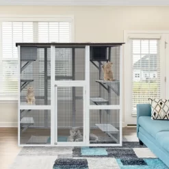 Wooden Catio Outdoor Cat Enclosure, Outdoor Cat House With Weatherproof, Large Solid Wood Cat Cage Playpen With 6 Jumping Platforms-Cuddlewood -BlueBuffalo Sales Store GUEST 7e1adb6e abad 4b5c 9cff 809bebbabc6e