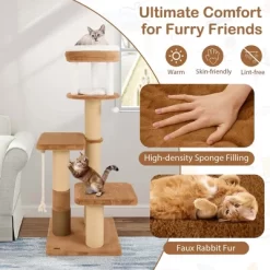 Costway 65" Tall Cat Tree For Indoor With Self-groomer Padded Perch Removable Cat Bed -BlueBuffalo Sales Store GUEST 7e80ee21 1bcf 41d9 a4d8 fe7242a0ccce