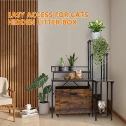 GustoWave Cat Litter Box Enclosure Furniture, Corner Wooden Cat Washroom With Flower/Plant Stand, Sliding Pull-Out Tray -BlueBuffalo Sales Store GUEST 7ee14a90 2302 4c2e bcc6 3075d1cd885f