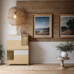 Multi Use Cat Litter Box House With 2 Flip Down Doors,Stylish Side Table Design - Maison Boucle