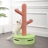 Rosa Modern Jute Cactus Cat Scratching Post With Flower Toys And Built-In Bell Toys