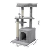 Kumasinova 2-Tier Cat Tower With Scratching Post,Modern Cat Tree With Cat House&Perch,Compact Cat Tree Tower For Indoor Cats,Light Gray
