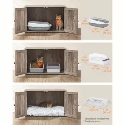 Feandrea Cat Litter Box Enclosure, Litter Box Furniture Hidden, Indoor Cat House, End Table, 27.6 X 19.7 X 19.7 Inches
