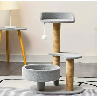 Multi-tiered Cat Tree With Scratching Posts And Interactive Ball Toy - Perfect Indoor Cat Furniture For Play And Rest 3 Multi-tiered Cat Tree With Scratching Posts And Interactive Ball Toy - Perfect Indoor Cat Furniture For Play And Rest - Image 3