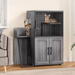 Cat Litter Box Enclosure Cabinet With Ladder - Modern Villa Hidden Cat Furniture For Home -BlueBuffalo Sales Store GUEST 7fd8ac8c e439 4991 a26a f4d06df2fb23