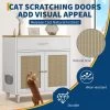 Cat Litter Box Cabinet Corner Hidden Litter Box Enclosure With Scratching Board Doors