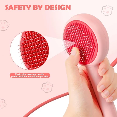 BABYYER Pet Hair Brush With Self Cleaning Button For Cat & Dog , Easy To Remove Loose Undercoat,Needle-tip Massage Beads,No Harm To The Skin 3 BABYYER Pet Hair Brush With Self Cleaning Button For Cat & Dog , Easy To Remove Loose Undercoat,Needle-tip Massage Beads,No Harm To The Skin - Image 3