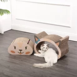 THE LICKER STORE Opal Modern Cardboard Happy Cat Head 2-in-1 Cat Cave Scratcher With Built-In Bell Toys And Catnip -BlueBuffalo Sales Store GUEST 80c218dd 8872 4f5f bda9 381164d53c57
