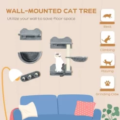 SKYONE Wall-Mounted Cat Furniture Set: Hammock, Scratching Post, Nest & Platforms For Small Spaces, -BlueBuffalo Sales Store GUEST 80d66f78 692d 4593 ae72 1381f1966f5e