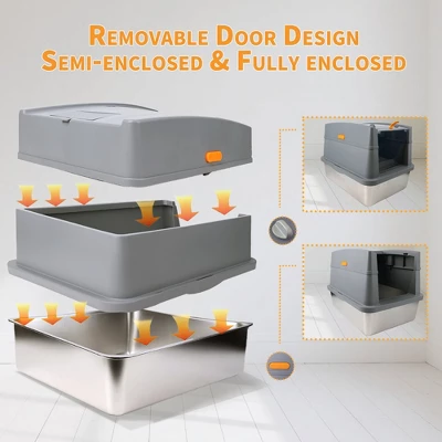 All For Paws Allforpaws Cat Litter Box Hooded Stainless Steel Base 1 All For Paws Allforpaws Cat Litter Box Hooded Stainless Steel Base