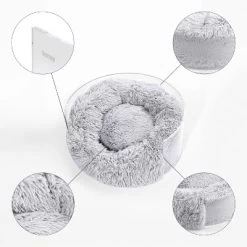 THE LICKER STORE Bette 20.75" X 20.75" Small/Medium Modern Lucite Calming Fluffy Donut Pet Bed With Washable Cover, Light Gray/Clear -BlueBuffalo Sales Store GUEST 8136a1f0 7a09 41ef 8026 8363f14d8366