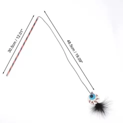 Unique Bargains Convenient Eyes Pattern Cat Playing Rod Blue 1 Pc