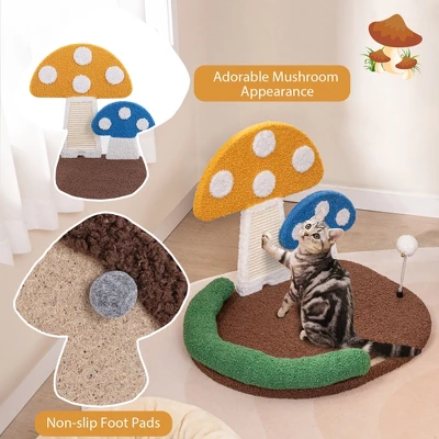 Tangkula Mushroom Cat Bed For Indoor Cats W/ Comfy Napping Bed Sisal Scratching Board 7 Tangkula Mushroom Cat Bed For Indoor Cats W/ Comfy Napping Bed Sisal Scratching Board - Image 7