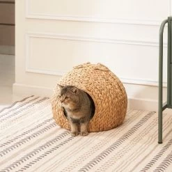 Kumasinova 18" Woven Cat Bed Cave,Water Hyacinth Cat Beds With Handles,Cat Beds For Indoor Cats With Breathable,Pet Bed For Any Size Cats,Light Brown -BlueBuffalo Sales Store GUEST 82402ec7 df6f 403c 96cc 3050592d49c7