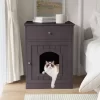 KWPZQEB Wooden Pet House Cat Litter Box Enclosure With Drawer, Hidden Wooden Washroom Litter Box, Cat House Side End Table Nightstand