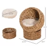 Akoasm 23.5 Inch Raised Wicker Egg Shape Handwoven Elevated Basket Cat Bed & Kitty House Indoor-Brown