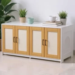 Double Litter Box Enclosure Furniture For 2 Cats, 47.2" Large Hidden Cabinet With Sisal Doors, Multi-Functional Cat TV Stand/Side Table -BlueBuffalo Sales Store GUEST 82c887ee cff8 49cd b7b4 69b3a3e35a8e
