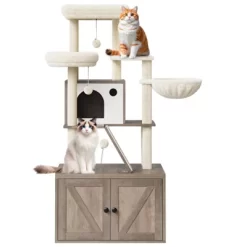 Cat Tree With Hidden Litter Box Enclosure, 2-in-1 Modern Cat Tower Condo With Sisal Scratching Posts Plush Perch Ventilated Design -BlueBuffalo Sales Store GUEST 82f5c306 db40 4d30 ac49 71b38abedfb9