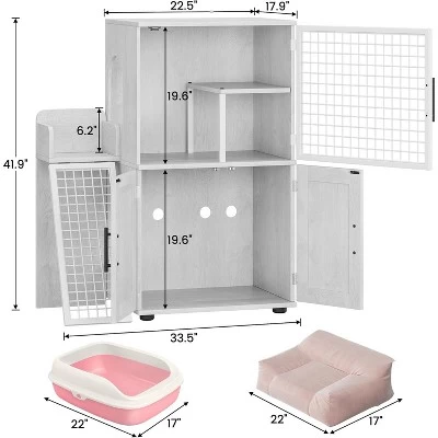 Modern Cat Litter Box Enclosure With Platform, Double Layer Hidden Litter Box, Indoor Washroom, Villa Cat House With Ladder 5 Modern Cat Litter Box Enclosure With Platform, Double Layer Hidden Litter Box, Indoor Washroom, Villa Cat House With Ladder - Image 5