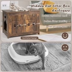 Tangkula Wooden Cat Litter Box Enclosure Flip-Top Hidden Washroom Bench W/ Side Entrance -BlueBuffalo Sales Store GUEST 8314b015 5146 4acb b8cd 19a0f2e69d98