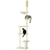 SEVOBAL Floor To Ceiling Cat Tree Adjustable Height, Cat Climbing Tower With Carpeted Platforms, Toy Balls, Beige, (21.25"*13.5"*98.5")