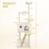 Kumasinova 65" Wood Cat Trees With Large Condo,Modern Cat Tree Tower With Ladder&Transparent Spaceship,Cat Tower With Scratching Post For Indoor Cats
