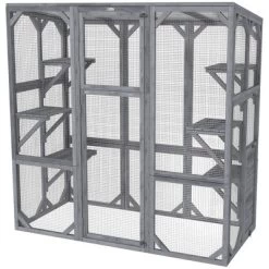 PawHut Catio Outdoor Cat Enclosure, Large Wooden Cat House With 6 Jumping Platforms, Weatherproof Roof, For 1-3 Cats, 59" X 28" X 60", Gray -BlueBuffalo Sales Store GUEST 85197225 1c32 4ac8 a6c6 62717bc6f0e2