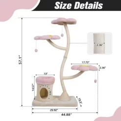 Flower-Shaped Cat Tree, With Blooming Platforms Bed, Condo, And Dangling Toys