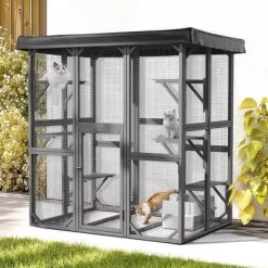 GOTGELIF 71" Wood Catio Weatherproof Cat Enclosure House With 6 Platforms -BlueBuffalo Sales Store GUEST 85cbfba9 9ea5 416c 895d b52e92e7e101