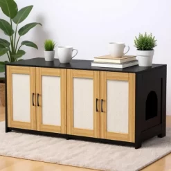 Double Litter Box Enclosure Furniture For 2 Cats, 47.2" Large Hidden Cabinet With Sisal Doors, Multi-Functional Cat TV Stand/Side Table -BlueBuffalo Sales Store GUEST 85eac1a3 e620 4bd6 aa66 6b11667314ef