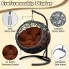 Whisen Rattan Wicker Cat Egg Chair Hanging Swinging Cat Bed With Cushion For Cats, Small Dogs, And Small Animals