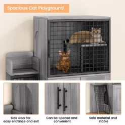 Modern Double Layer Hidden Litter Box Enclosure With Platform，Villa Cabinet With Ladder, Cat Washroom -BlueBuffalo Sales Store GUEST 8713a241 c570 4dbd b515 c92933ec9561 1
