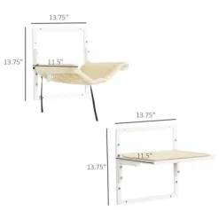 SKYONE Cream White Cat Wall Shelves With 5 Platforms & Soft Hammock, Adjustable Height Furniture