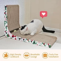 Christmas L-shaped Cat Scratching Board, 23.6-inch L-shaped Cat Scratching Pad Wall-mounted, Cat Scratching Paperboard With Ball Toys -BlueBuffalo Sales Store GUEST 8791f05f 3ea1 452e 897a 0470c759c9b3