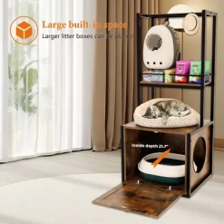 ONWITH 55"Refined Litter Box Enclosure With Storage Shelves And 2 Hanging Clothes Rack -BlueBuffalo Sales Store GUEST 879a2eec 39c7 495a 8759 7ca74d50bef2