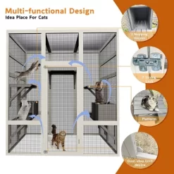 62"Large Outdoor Wooden Catio, Gray Cat Enclosure With 5 Platforms & 2 Resting Boxes, UV-Resistant & Waterproof Cat House Shelter Playpen - Cuddlewood -BlueBuffalo Sales Store GUEST 87d6db40 0cf0 4581 a8b3 229a6aeee097