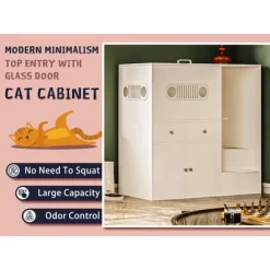 ATJafurn Cat Litter Box Enclosure Top Entry, No Need To Squat 40.2'' Furniture Style Hidden Litter Box Cat Cabinet With Glass Door -BlueBuffalo Sales Store GUEST 8828024f 40b9 4f68 a05c a17d516a737e