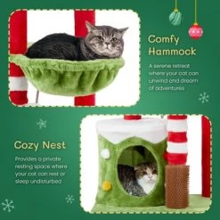 32in Cat Scratching Posts Tower With Cat Condo And Hammock, Christmas Themed Plush Cat Tree With Cat Massage Brush, Activity Center For Indoor Cats -BlueBuffalo Sales Store GUEST 8856cf41 cf76 4a18 9ec7 6a2b9936262d