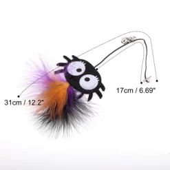 Unique Bargains Spider Pattern Cat Playing Rod Replacement Orange Black 1Pc