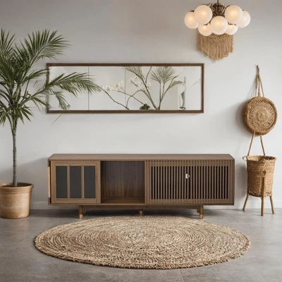 ORRD Mid-Century Walnut TV Stand & Cat House – 2-in-1, Sliding Glass Door, Flip-Down, Pet-Friendly 1 ORRD Mid-Century Walnut TV Stand & Cat House – 2-in-1, Sliding Glass Door, Flip-Down, Pet-Friendly