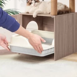 SEVOBAL Pet Tower All-in-One Cat Tree With Litter Box Enclosure, Featuring Hammock, Bed, Food Station, Scratching Posts, Beige, 25.59"*20.08"*7.68" -BlueBuffalo Sales Store GUEST 8988f11f c6a1 4f71 abb5 4a54b877f52e