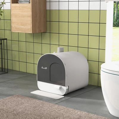 Akoasm Covered Cat Litter Box With Lid, Tray, Scoop And Filter Indoor-Light Gray 5 Akoasm Covered Cat Litter Box With Lid, Tray, Scoop And Filter Indoor-Light Gray - Image 5