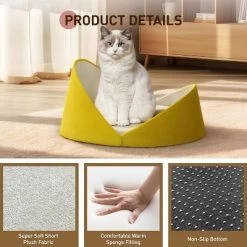 Hachikiko 2-in-1 Cat Bed - Convertible Semi-Enclosed Design/Windproof/Removable Washable For Cats & Small Dogs (Yellow, 40x32x13cm) -BlueBuffalo Sales Store GUEST 8a35b246 1404 4475 a12e 6b6c284c3c59