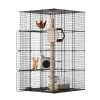 Sandinrayli Metal Indoor Cat House Cat Cage Playpen, Black