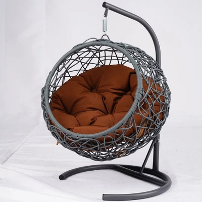 MaseiKar Cat Swing Bed With Stand & Cushion, Rattan Wicker Appearance, Indoor Hanging Swinging Cat Bed For Cats, Small Dogs And Small Animals 4 MaseiKar Cat Swing Bed With Stand & Cushion, Rattan Wicker Appearance, Indoor Hanging Swinging Cat Bed For Cats, Small Dogs And Small Animals - Image 4