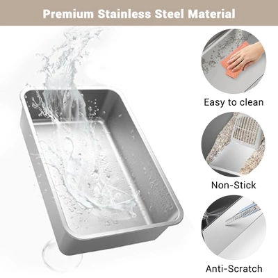 GustoWave Stainless Steel Cat Litter Box, Detachable PP Enclosure Litter Box With Lid, Extra Large Metal Enclosed Cat Litter Tray 4 GustoWave Stainless Steel Cat Litter Box, Detachable PP Enclosure Litter Box With Lid, Extra Large Metal Enclosed Cat Litter Tray - Image 4