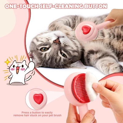BABYYER Pet Hair Brush With Self Cleaning Button For Cat & Dog , Easy To Remove Loose Undercoat,Needle-tip Massage Beads,No Harm To The Skin 4 BABYYER Pet Hair Brush With Self Cleaning Button For Cat & Dog , Easy To Remove Loose Undercoat,Needle-tip Massage Beads,No Harm To The Skin - Image 4