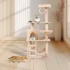 DSVIMOY 55In Cat Tree Tower For Indoor Cats,Multi-Level, Furniture Activity Center With Scratching Posts Stand, Cream White, 25.6"*15.8"*55.1"